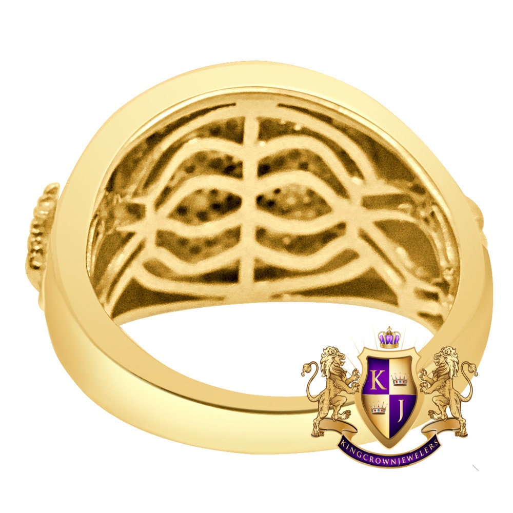 Mens Real Sterling Silver 10K Yellow Gold Tone G Compass Masonic Free Mason Ring Band