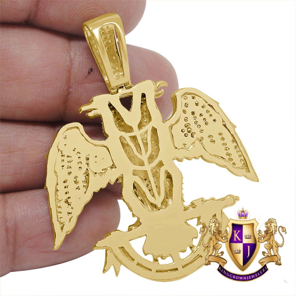 Real Genuine Authentic Diamond 24+ Grams Scottish Rite 32nd Degree Masonic Eagle Freemason Pendent Charm 2.10''