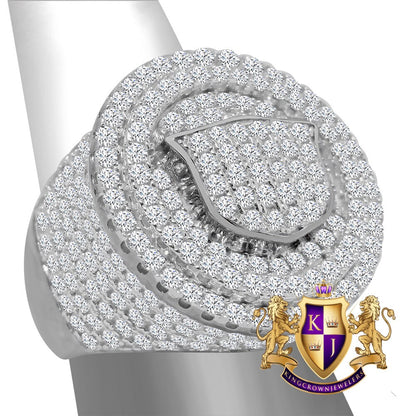 Big Bold 10K White Gold On Real Sterling Silver Simulated Diamond Mens Custom Ring Band