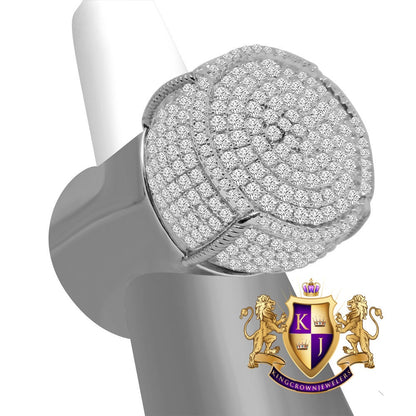 Big XL Mens Real White Gold Sterling Silver Simulated Diamond Champagne Bottle Custom Ring Band