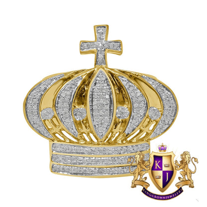 Mens Real Genuine Authentic Diamond Kings Crown  1OK Yellow Gold Finish Ring Pinky Band