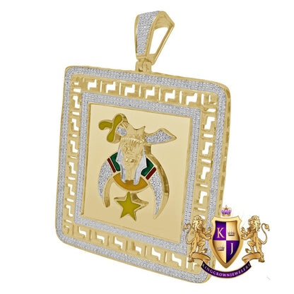 Real Genuine Diamonds Shriners Freemasonry Masonic Freemason Men's Frame Style Pendent Charm 2.75''