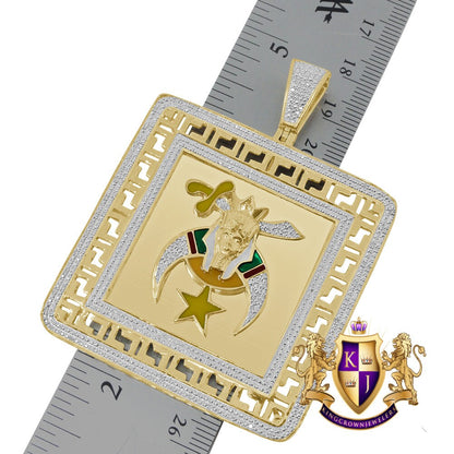 Real Genuine Diamonds Shriners Freemasonry Masonic Freemason Men's Frame Style Pendent Charm 2.75''