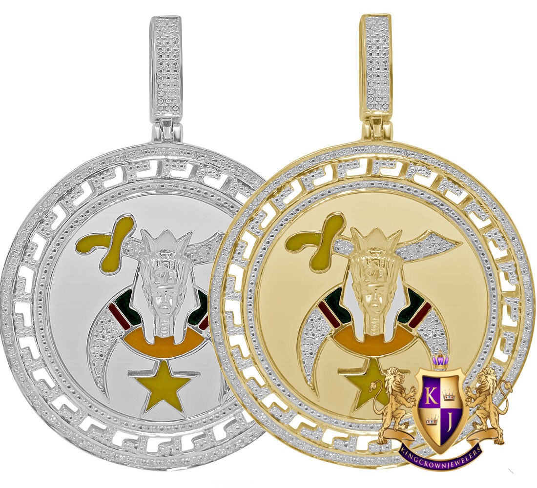 Real Genuine Authentic Diamond 20+ Grams Shriners Freemasonry Masonic Freemason Men's Pendent Charm XL 2.5''