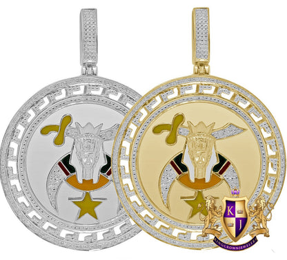 Real Genuine Authentic Diamond 20+ Grams Shriners Freemasonry Masonic Freemason Men's Pendent Charm XL 2.5''