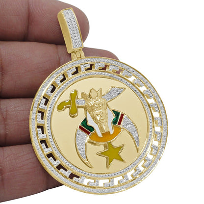 Real Genuine Authentic Diamond 20+ Grams Shriners Freemasonry Masonic Freemason Men's Pendent Charm XL 2.5''