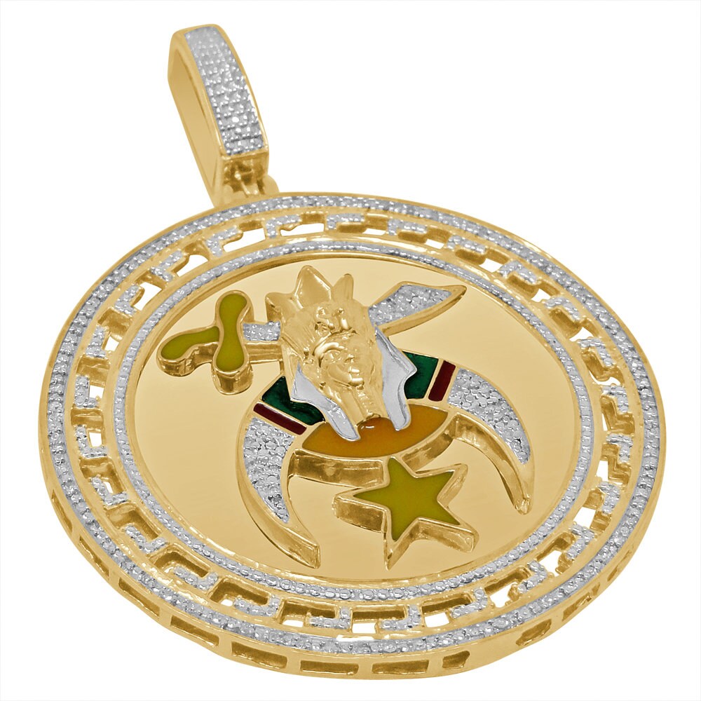 Real Genuine Authentic Diamond 20+ Grams Shriners Freemasonry Masonic Freemason Men's Pendent Charm XL 2.5''