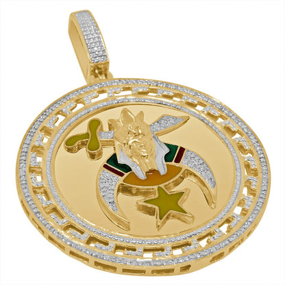 Real Genuine Authentic Diamond 20+ Grams Shriners Freemasonry Masonic Freemason Men's Pendent Charm XL 2.5''