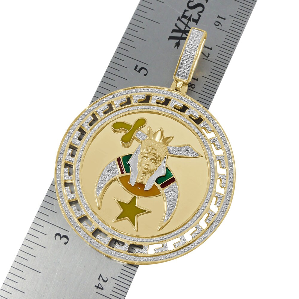 Real Genuine Authentic Diamond 20+ Grams Shriners Freemasonry Masonic Freemason Men's Pendent Charm XL 2.5''