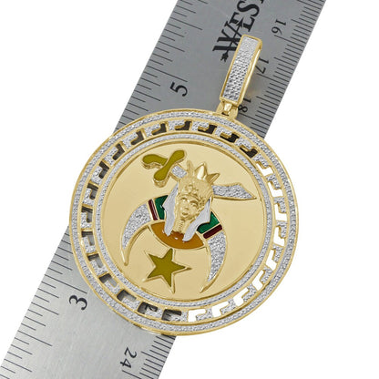 Real Genuine Authentic Diamond 20+ Grams Shriners Freemasonry Masonic Freemason Men's Pendent Charm XL 2.5''
