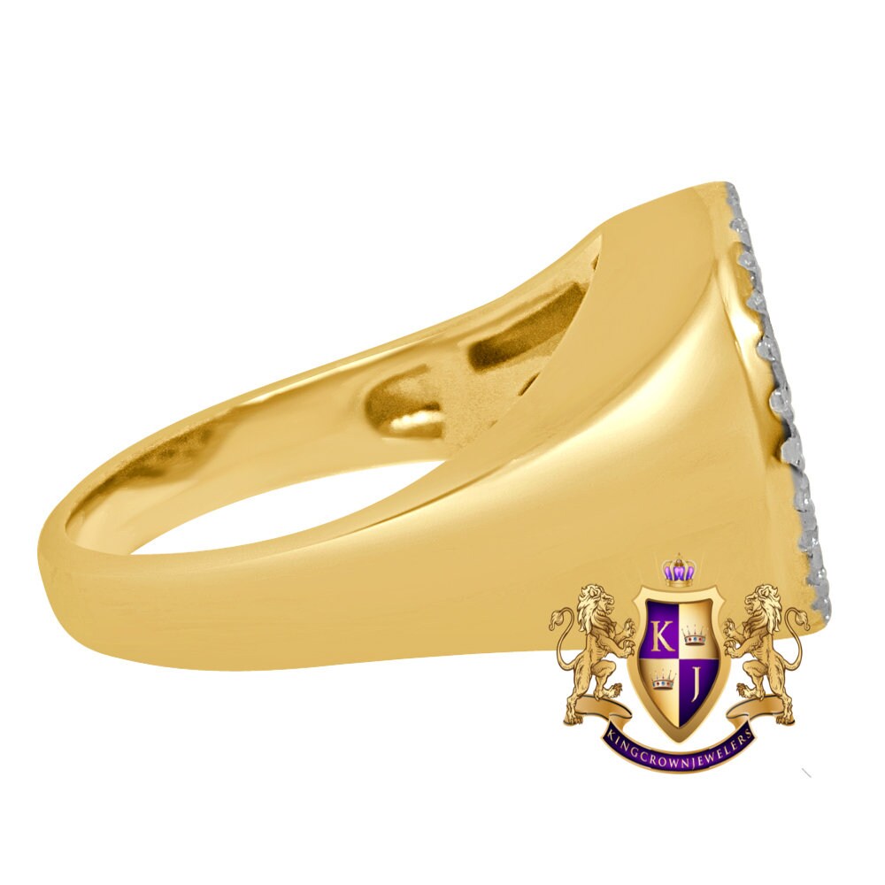 Men's 10K Yellow Gold Over Real Genuine Sterling Silver Weed Marijuana Leaf Plant Ring Band