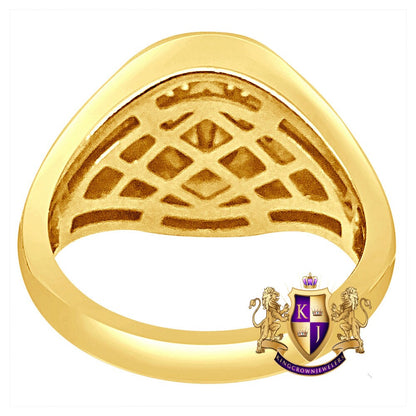 Men's 10K Yellow Gold Over Real Genuine Sterling Silver Weed Marijuana Leaf Plant Ring Band