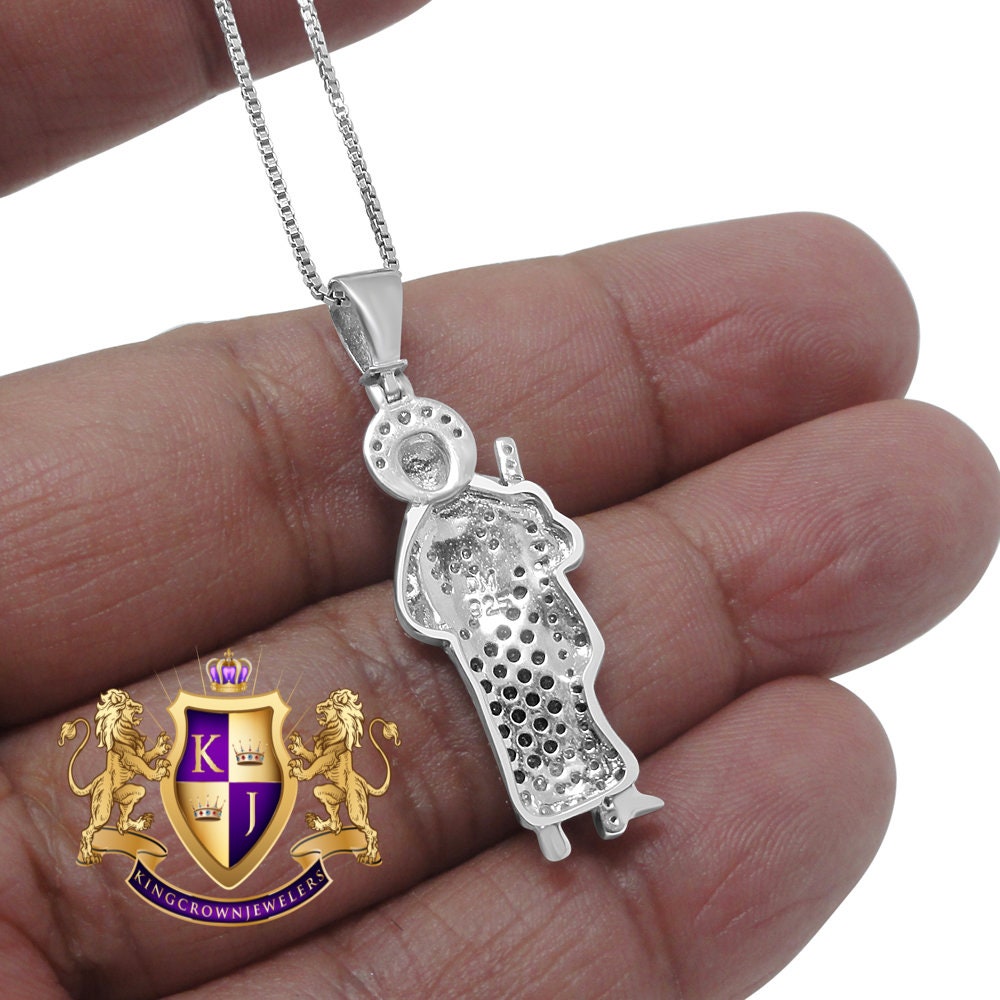 Mens Real Sterling Silver Saint Jude San Judas Tadeo Mini Charm 10K Gold Finish Pendent 1.50'' + Chain