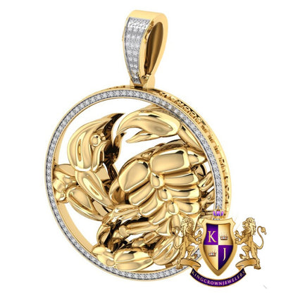 Real Genuine Authentic Diamond Scorpio Scorpion Zodiac Lucky Sign Astrology Horoscope 3D Pendent Charm 10K Gold Finish