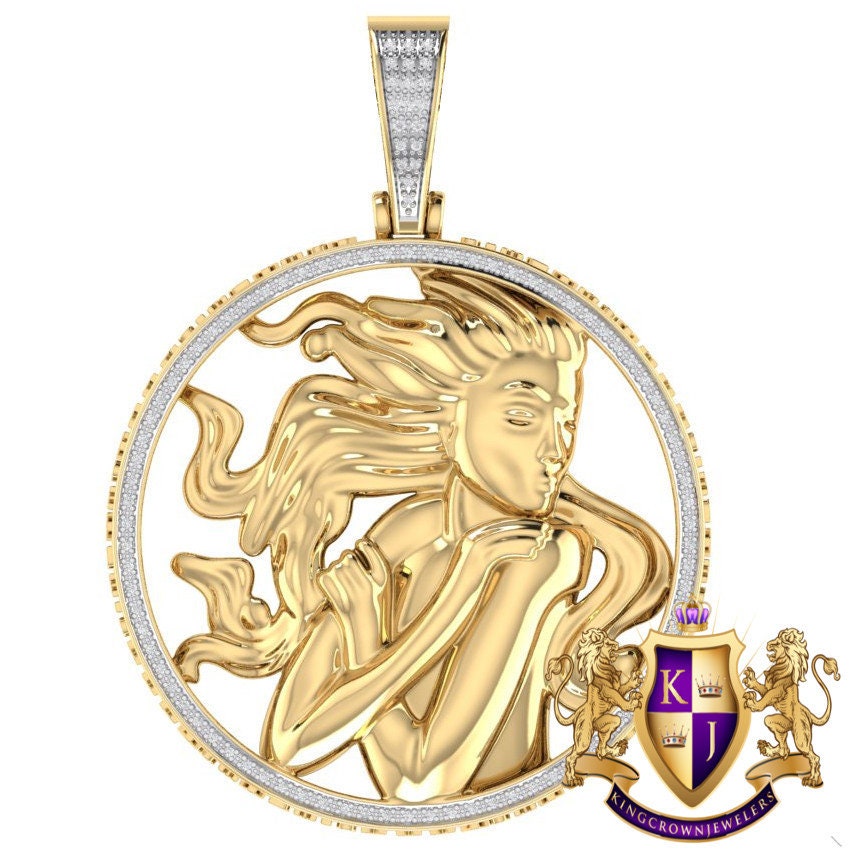 Real Genuine Authentic Diamond Virgo Zodiac Lucky Sign Astrology Horoscope 3D Pendent Charm 10K Gold Finish