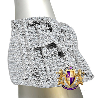 Mens Real Yellow Gold Sterling Silver "RR" Simulated Diamond Custom Luxury Car Ring Band