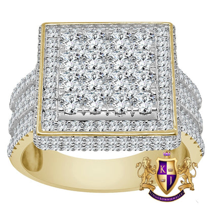 Men's 14K Yellow Gold On Real Sterling Silver Wedding Engagement Simulated Diamond Ring Band