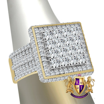Men's 14K Yellow Gold On Real Sterling Silver Wedding Engagement Simulated Diamond Ring Band