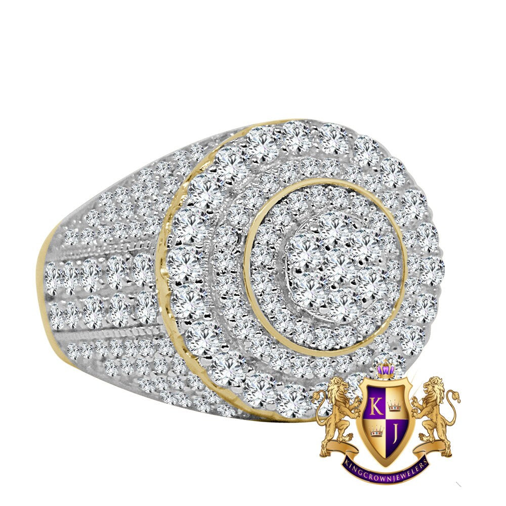 Real Yellow Gold Sterling Silver Wedding Engagement Simulated Diamond Men's Ring Band