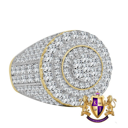 Real Yellow Gold Sterling Silver Wedding Engagement Simulated Diamond Men's Ring Band