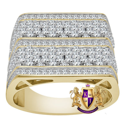Mens 10K Yellow Gold On Genuine Silver Wedding Engagement Simulated Diamond Ring Band