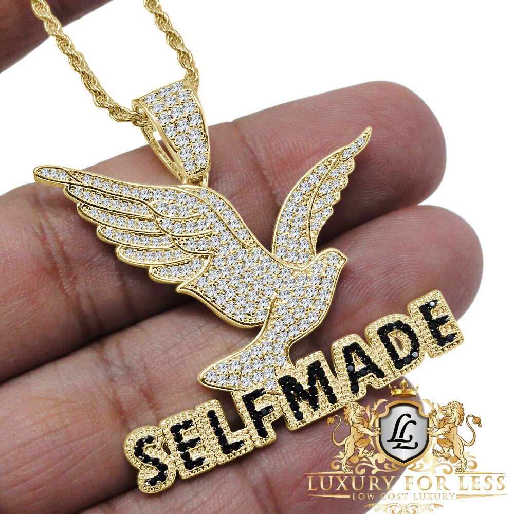 Real Sterling Silver Simulated Diamond Free Bird Self Made Custom Pendent Charm Chain Set