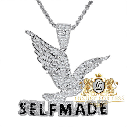 Real Sterling Silver Simulated Diamond Free Bird Self Made Custom Pendent Charm Chain Set