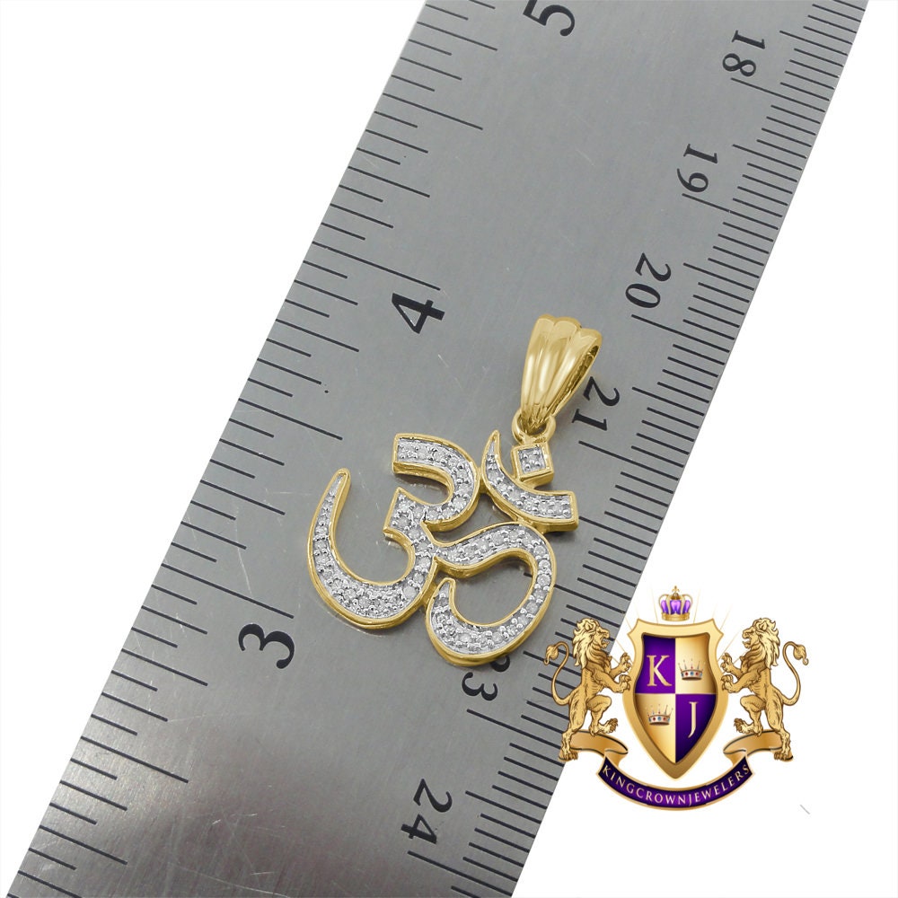 100% 10K Real Yellow Gold Genuine Diamond OM Symbol Hindu Spiritual Yoga Mini Pendant Charm
