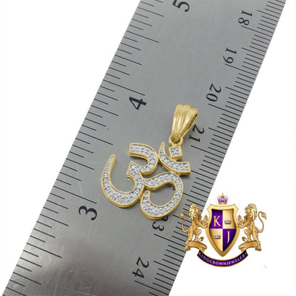 100% 10K Real Yellow Gold Genuine Diamond OM Symbol Hindu Spiritual Yoga Mini Pendant Charm