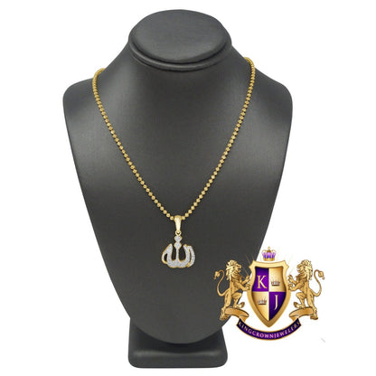 100% 10K Real Yellow Gold Genuine Diamond Allah God Muslim Islamic Arabic Mini Pendant Charm