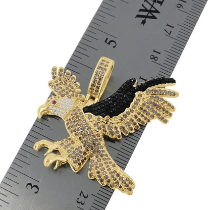 Genuine Real Sterling Silver Simulated Diamond Eagle Bird Pendent Charm Rope Chain Set
