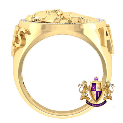 Men's Real Genuine Authentic Diamond Aries Ram Zodiac Lucky Sign Astrology Horoscope 3D Ring Band 10K Gold Finish