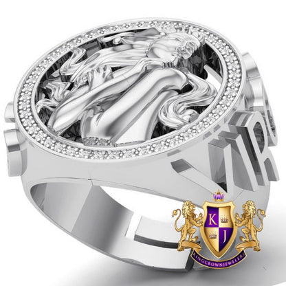 Men's Real Genuine Authentic Diamond Virgo Zodiac Lucky Sign Astrology Horoscope 3D Ring Band 10K Gold Finish