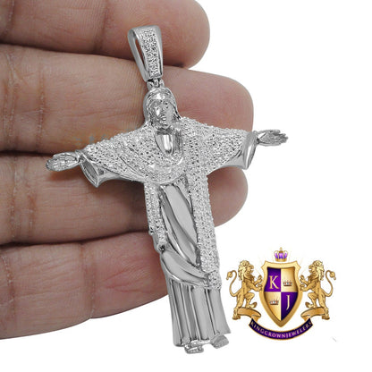 Men's 100% Real Genuine Authentic Diamonds Full Body Jesus Piece Pendant Charm 2.50" 10K Gold Finish
