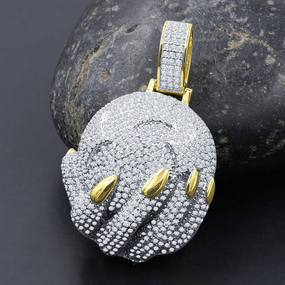 Real Sterling Silver 14K Gold Finish Simulated Diamond Hand Holding Globe World Pendant Charm