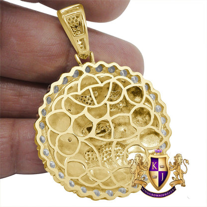 Men's Real Yellow Gold On Sterling Silver Simulated Diamond Egyptian Accent Symbols Pendent Charm Medallion
