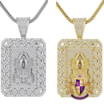 20 + Grams Real Genuine Sterling Silver Simulated Diamond 14K Gold Over Praying Hands Cross Frame Charm Religious Dog Tag Pendent Chain Set