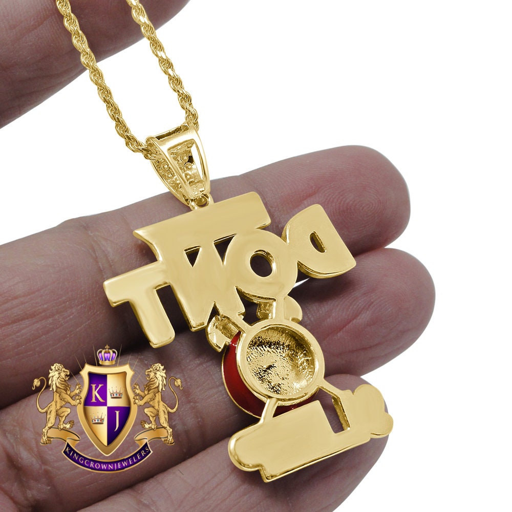 Men's 14K Gold Finish Simulated Diamond Money Don’t Sleep Custom Charm Pendant+ Rope Chain
