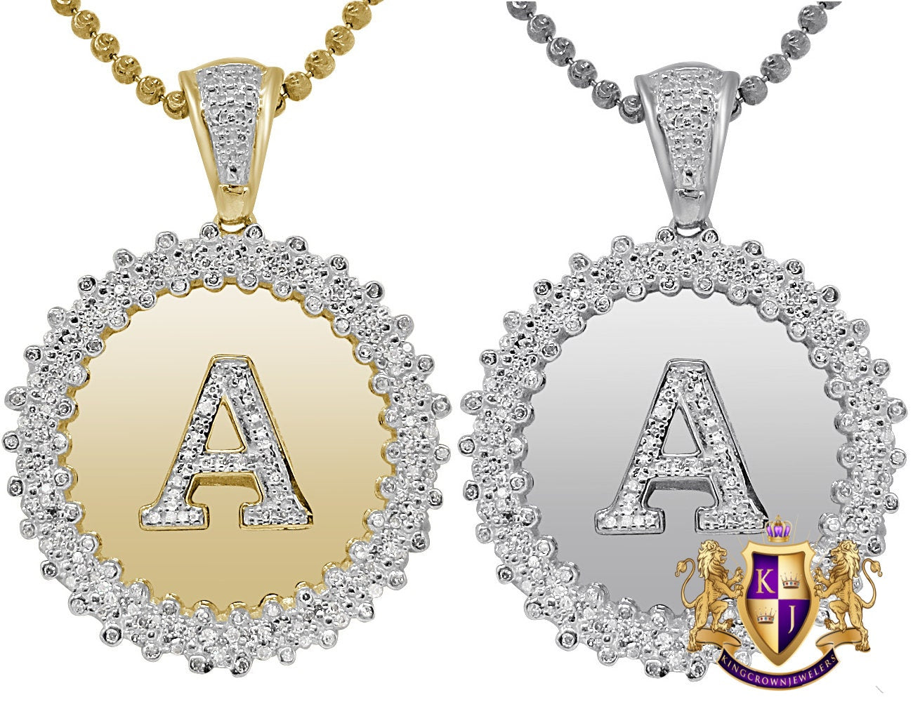 Real Genuine Authentic Diamond 0.85 Cwt. Initial Letter Alphabet "A" Round Flower Pendent Charm Chain Set 1.65''