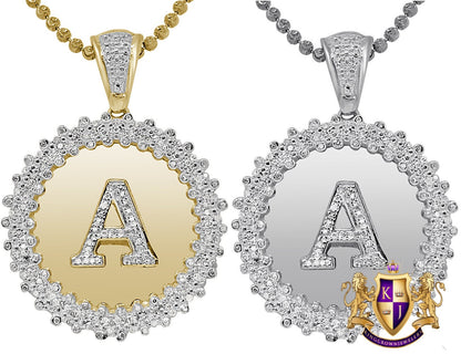 Real Genuine Authentic Diamond 0.85 Cwt. Initial Letter Alphabet "A" Round Flower Pendent Charm Chain Set 1.65''