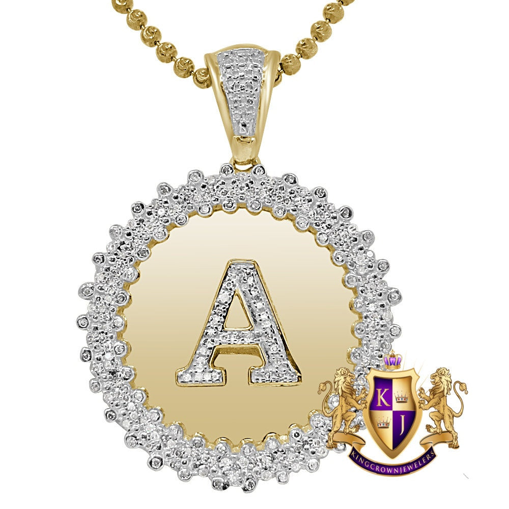 Real Genuine Authentic Diamond 0.85 Cwt. Initial Letter Alphabet "A" Round Flower Pendent Charm Chain Set 1.65''