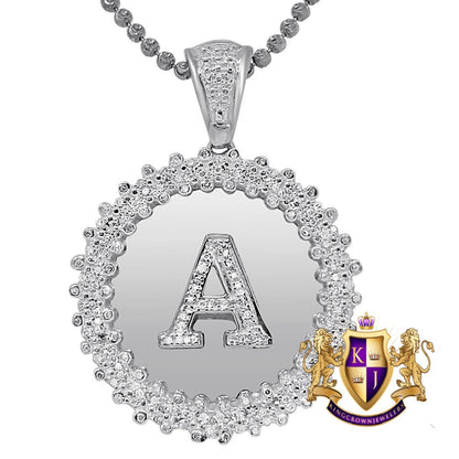 Real Genuine Authentic Diamond 0.85 Cwt. Initial Letter Alphabet "A" Round Flower Pendent Charm Chain Set 1.65''