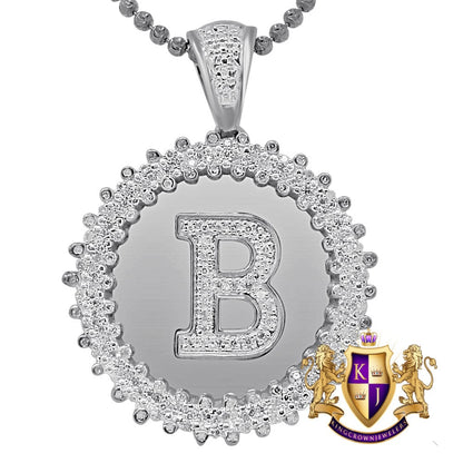 Real Genuine Authentic Diamond 0.85 Cwt. Initial Letter Alphabet "B" Round Flower Pendent Charm Chain Set 1.65''