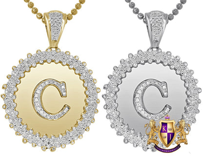 Real Genuine Authentic Diamond 0.85 Cwt. Initial Letter Alphabet "C" Round Flower Pendent Charm Chain Set 1.65''