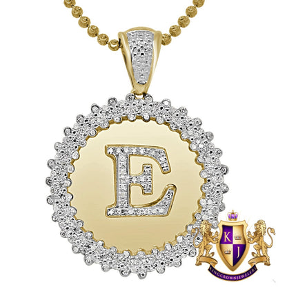 Real Genuine Authentic Diamond 0.85 Cwt. Initial Letter Alphabet "E" Round Flower Pendent Charm Chain Set 1.65''