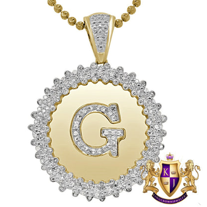Real Genuine Authentic Diamond 0.85 Cwt. Initial Letter Alphabet "G" Round Flower Pendent Charm Chain Set 1.65''