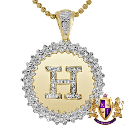 Real Genuine Authentic Diamond 0.85 Cwt. Initial Letter Alphabet "H" Round Flower Pendent Charm Chain Set 1.65''
