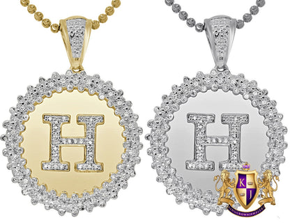 Real Genuine Authentic Diamond 0.85 Cwt. Initial Letter Alphabet "H" Round Flower Pendent Charm Chain Set 1.65''