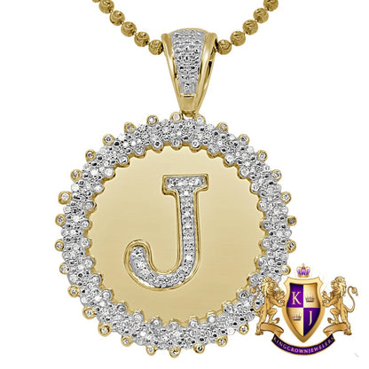 Real Genuine Authentic Diamond 0.85 Cwt. Initial Letter Alphabet "J" Round Flower Pendent Charm Chain Set 1.65''