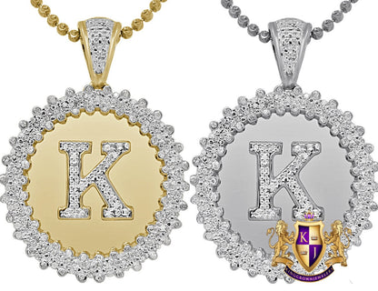 Real Genuine Authentic Diamond 0.85 Cwt. Initial Letter Alphabet "K" Round Flower Pendent Charm Chain Set 1.65''